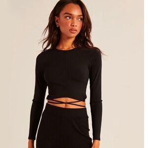 A&F Long sleeve ribbed tie front top